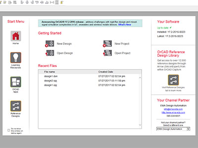 OrCAD start page thumbnail